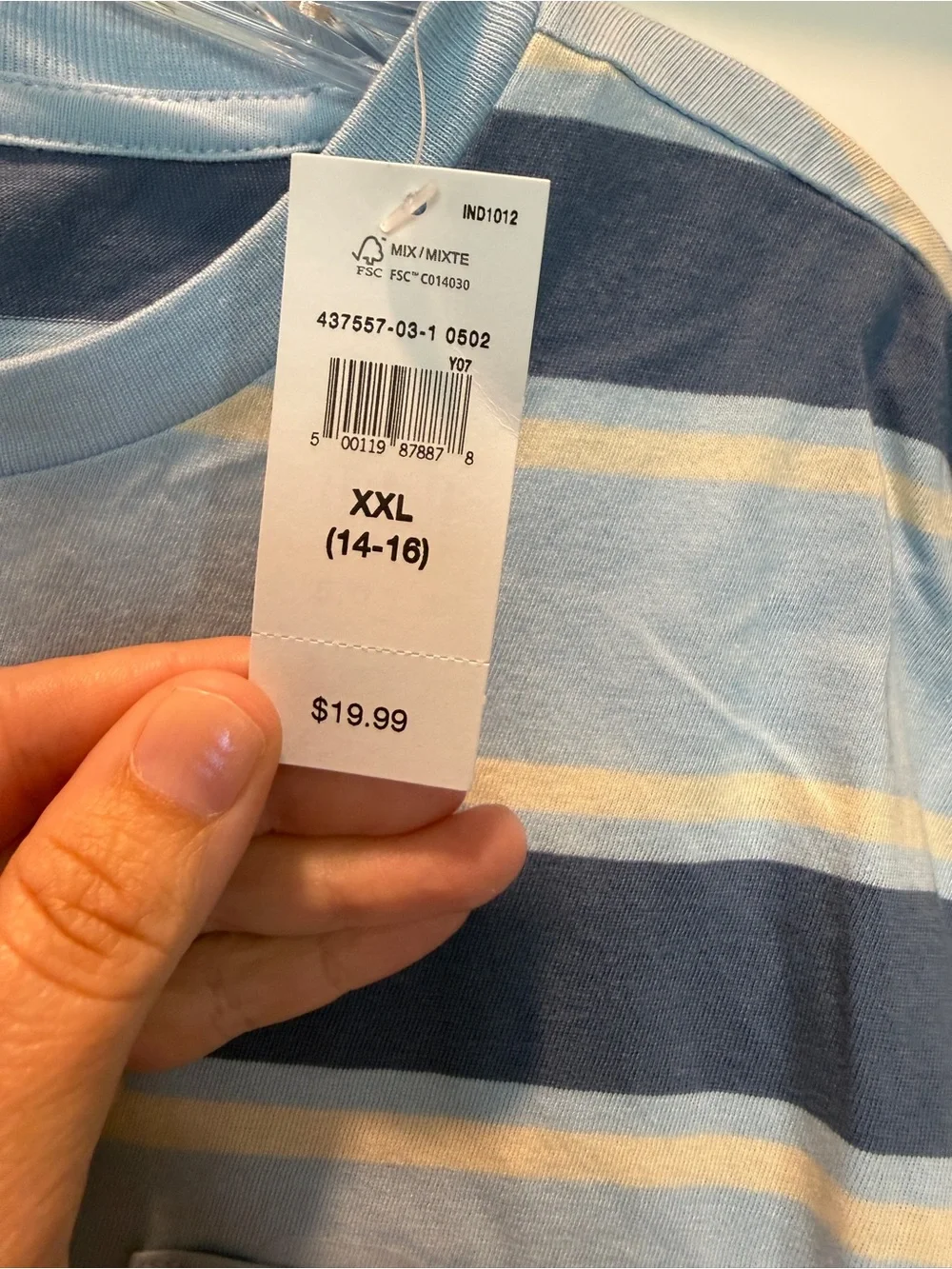 GAP Boy’s Blue Striped Pocket Tee-size XXL-NWT